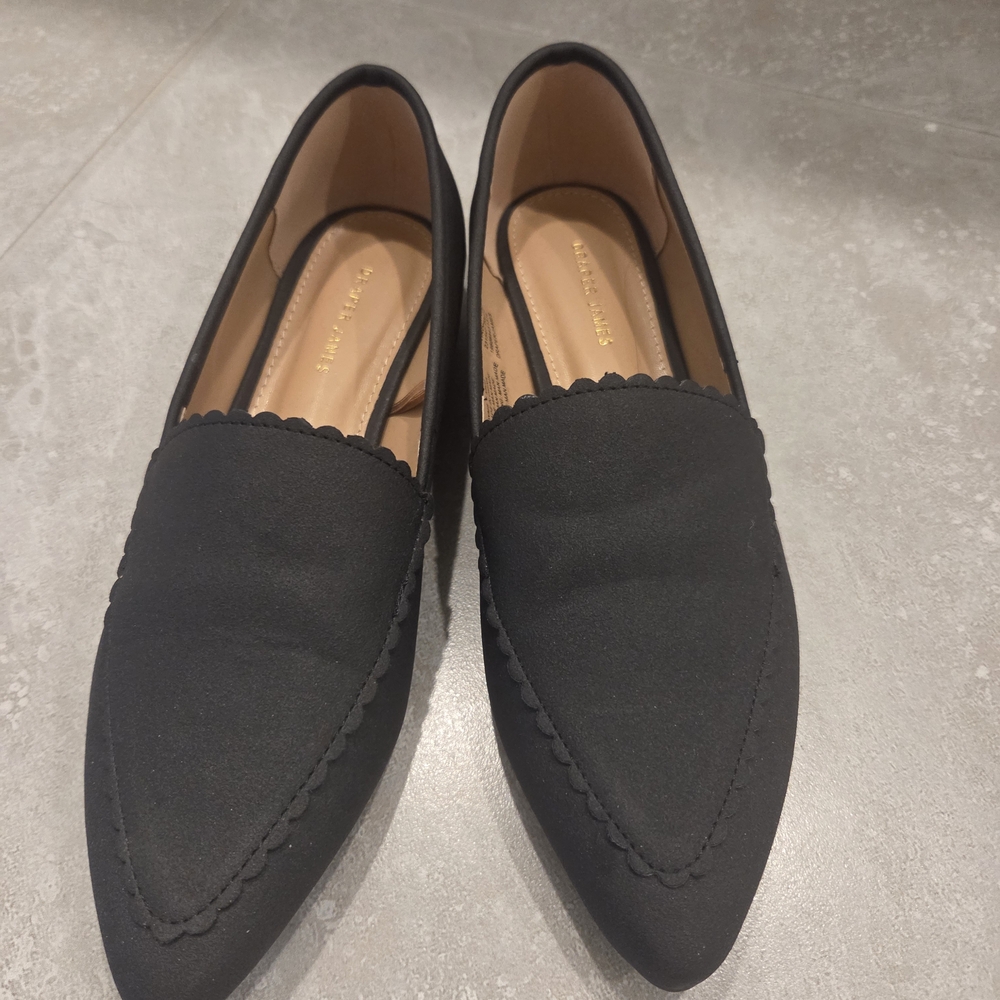 Draper James Black Scalloped Pointed Loafers